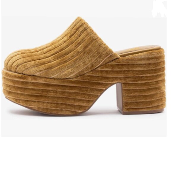 Pazzion Shoes - Pazzion Goldenrod Platform Round Toe Mule Clogs Slip On Chunky Heel Slipper